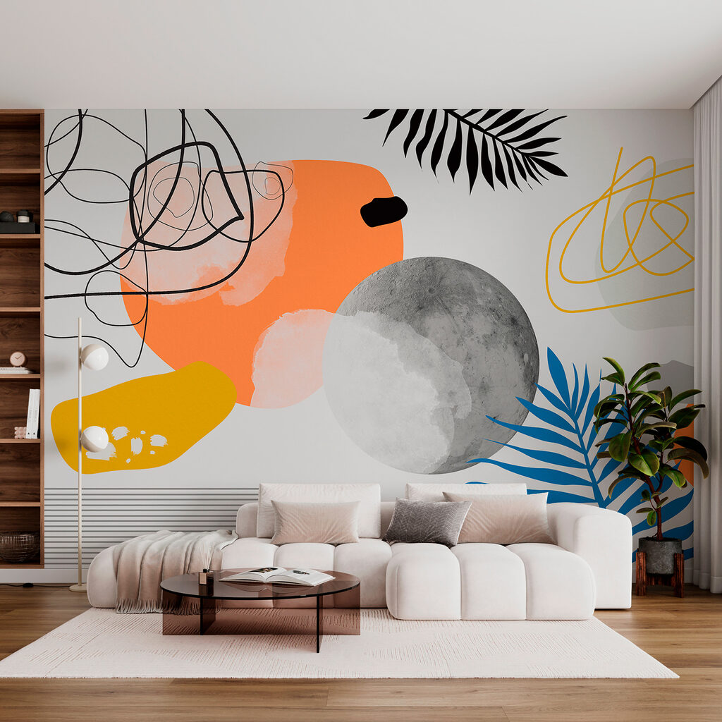 Collage aux touches bleues dans un intérieur
