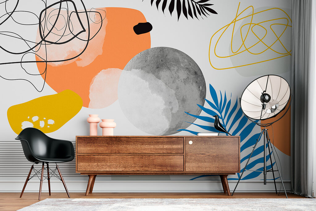 Collage aux touches bleues dans un intérieur