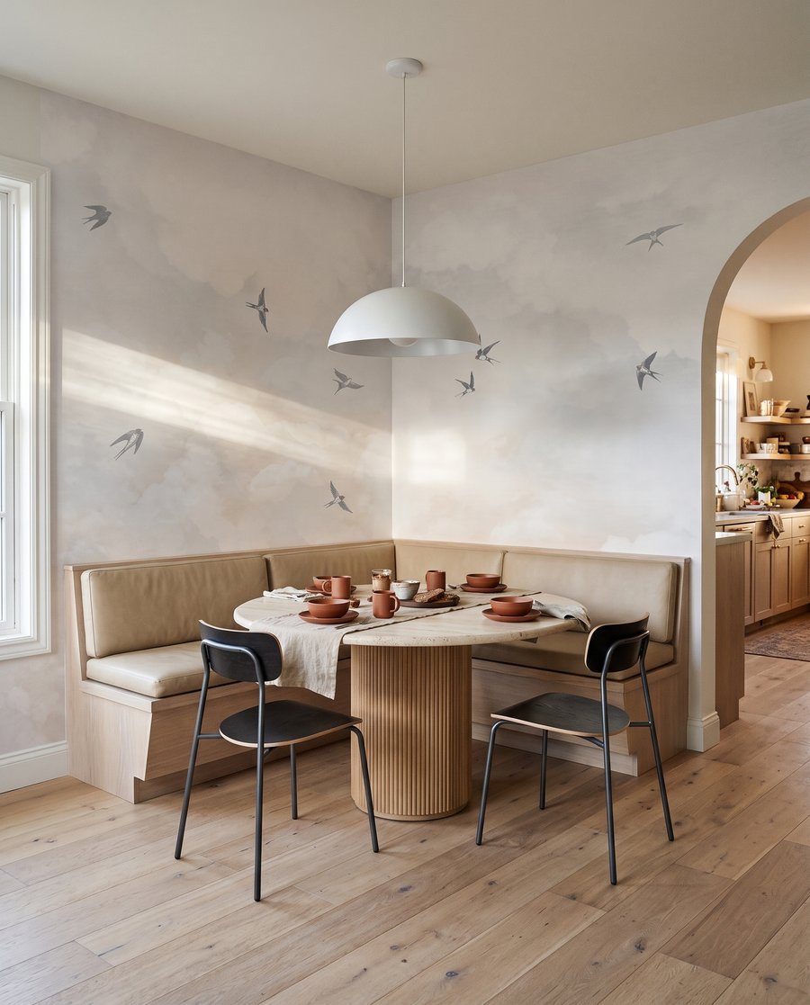Oiseaux entre les nuages dans un intérieur