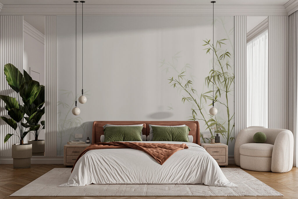 Bambou sur fond clair dans un intérieur