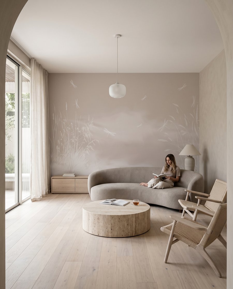 Libellules et roseaux dans un intérieur