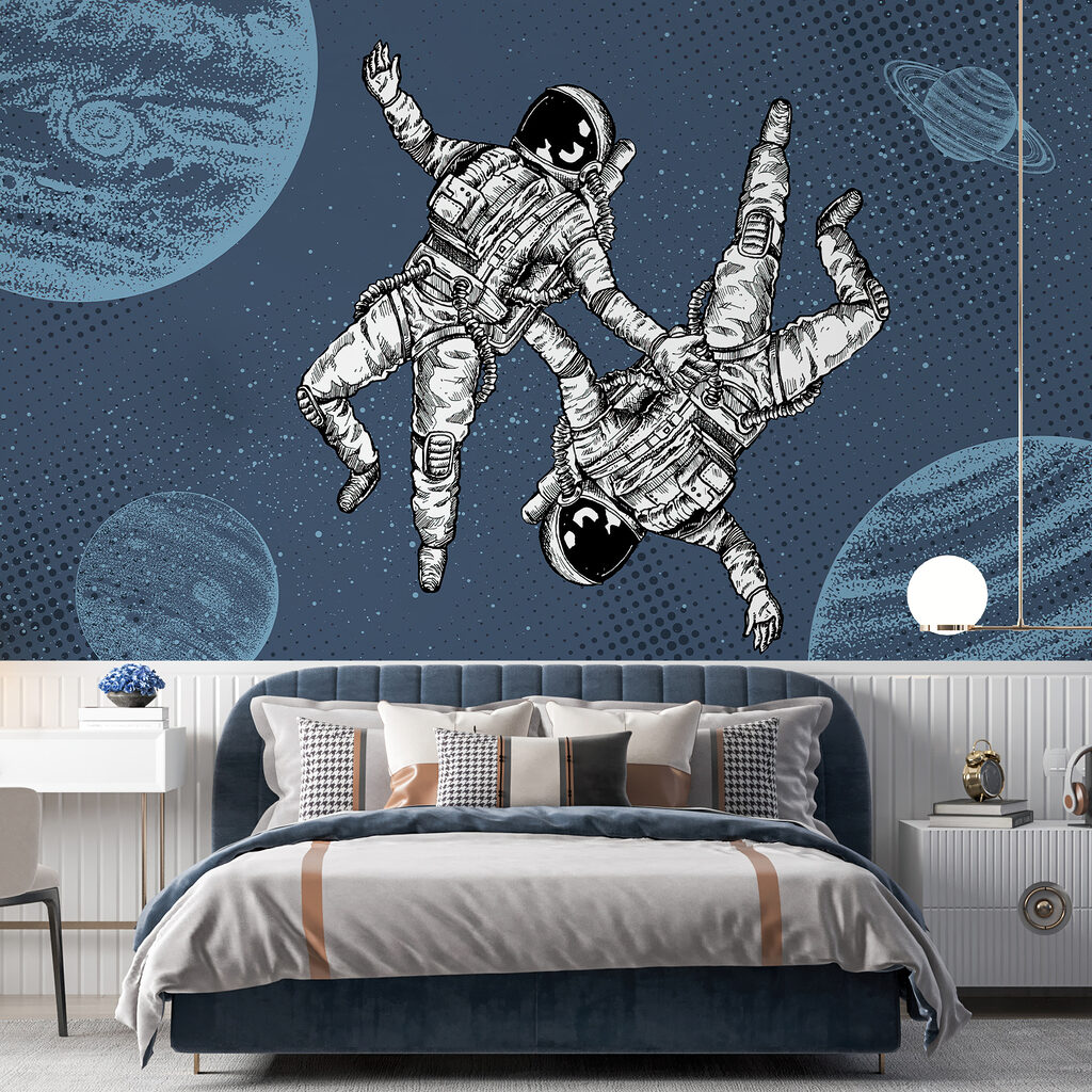 Deux astronautes en apesanteur — intérieur 2