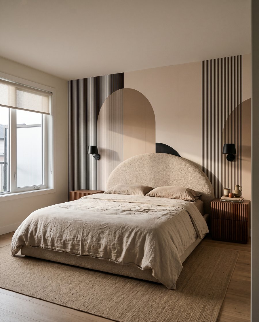 Arches et fines rayures dans un intérieur