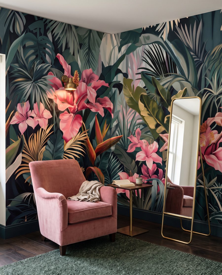 Fleurs roses à l’ombre dans un intérieur