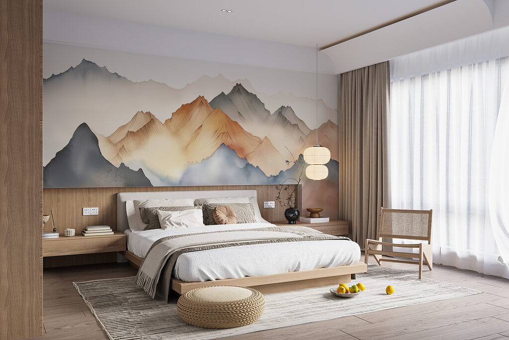 Montagnes aux tons chauds dans un intérieur