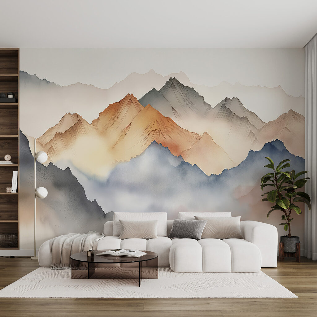 Montagnes aux tons chauds dans un intérieur