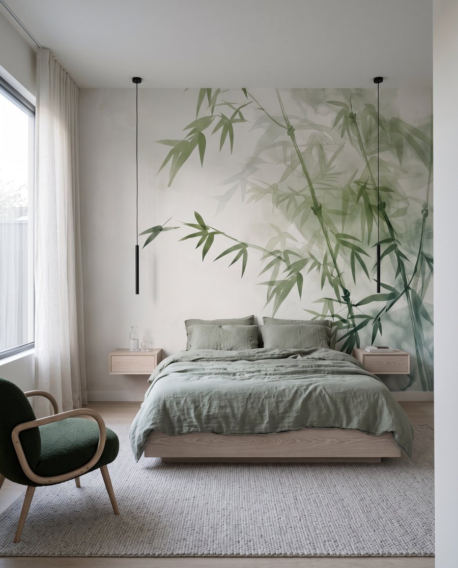 Bambou dans la lumière dans un intérieur