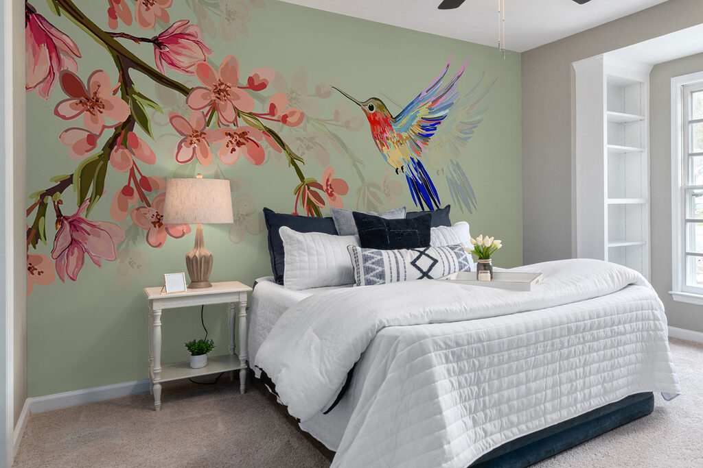 Colibri et branche fleurie — intérieur 1