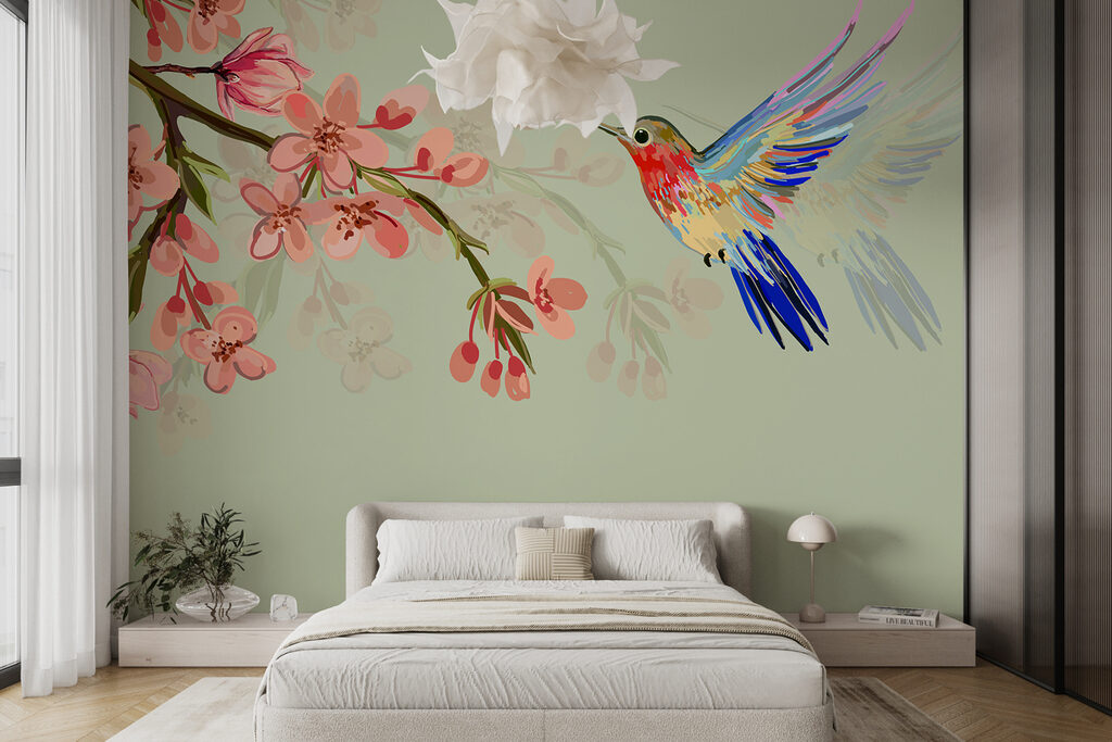 Colibri et branche fleurie — intérieur 2
