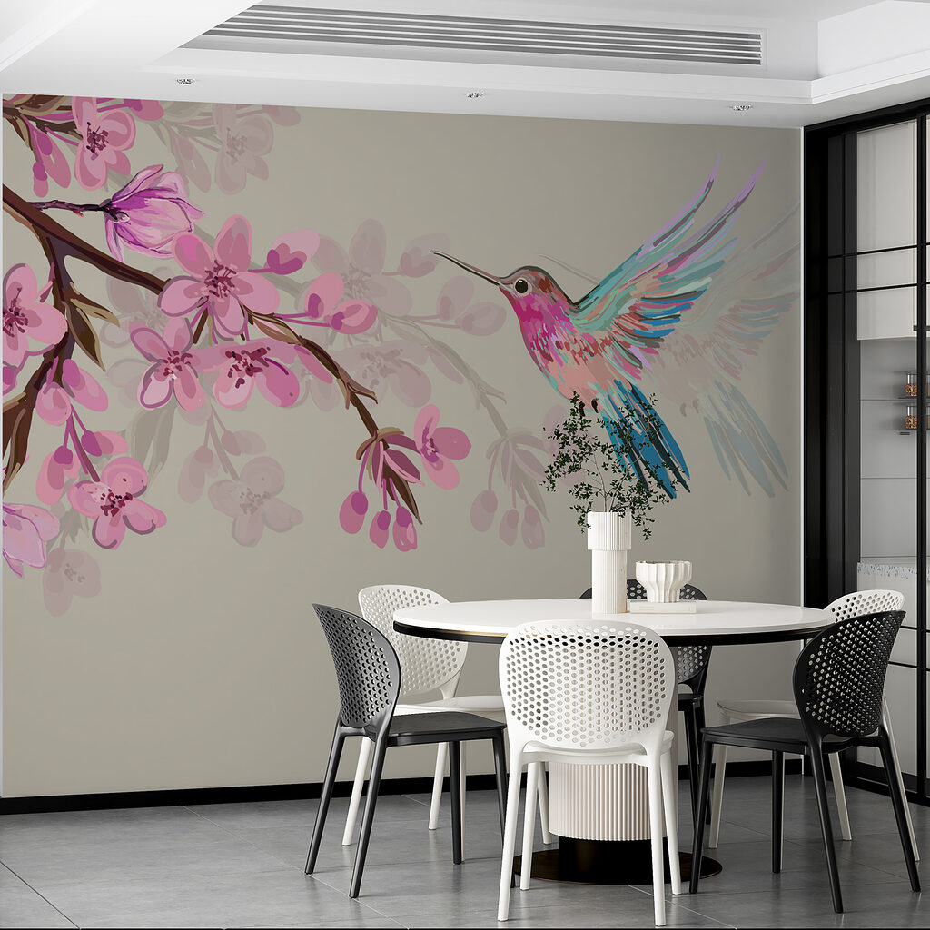 Colibri et branche fleurie — intérieur 2