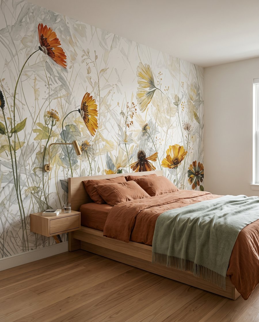 Fleurs jaunes à contre-jour dans un intérieur