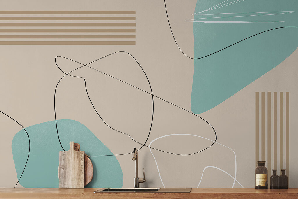 Lignes et taches colorées dans un intérieur