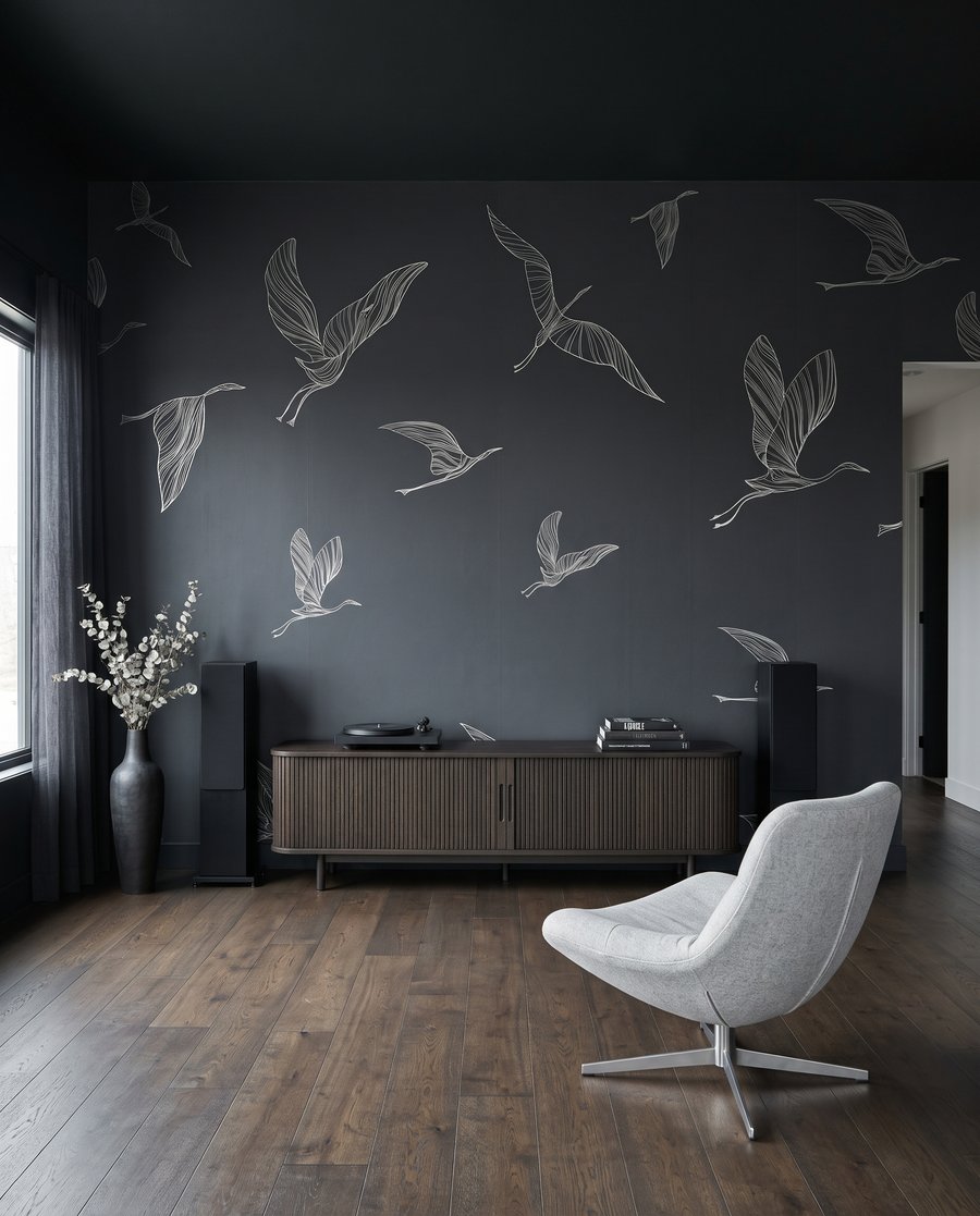Grues en traits fins — intérieur 1