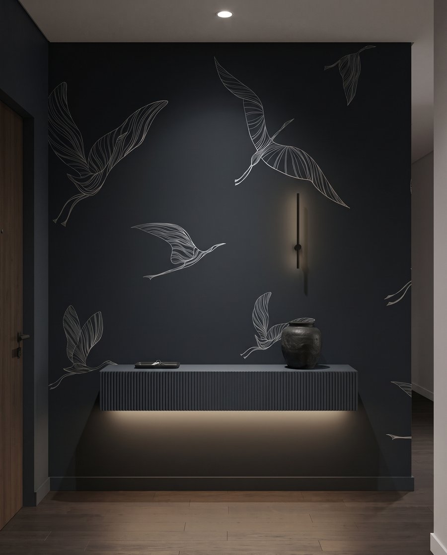 Grues en traits fins — intérieur 3