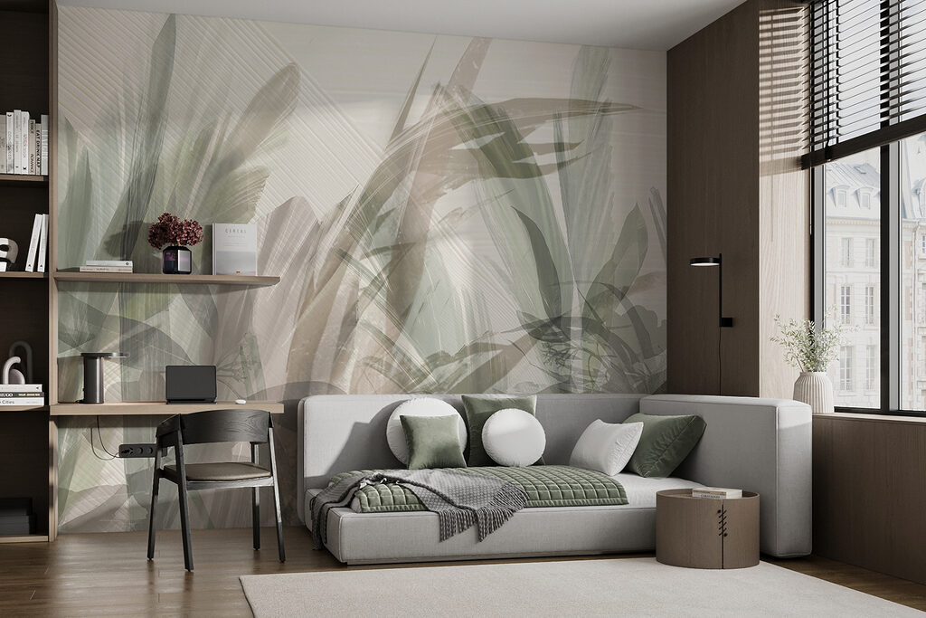 Forêt de feuilles translucides dans un intérieur