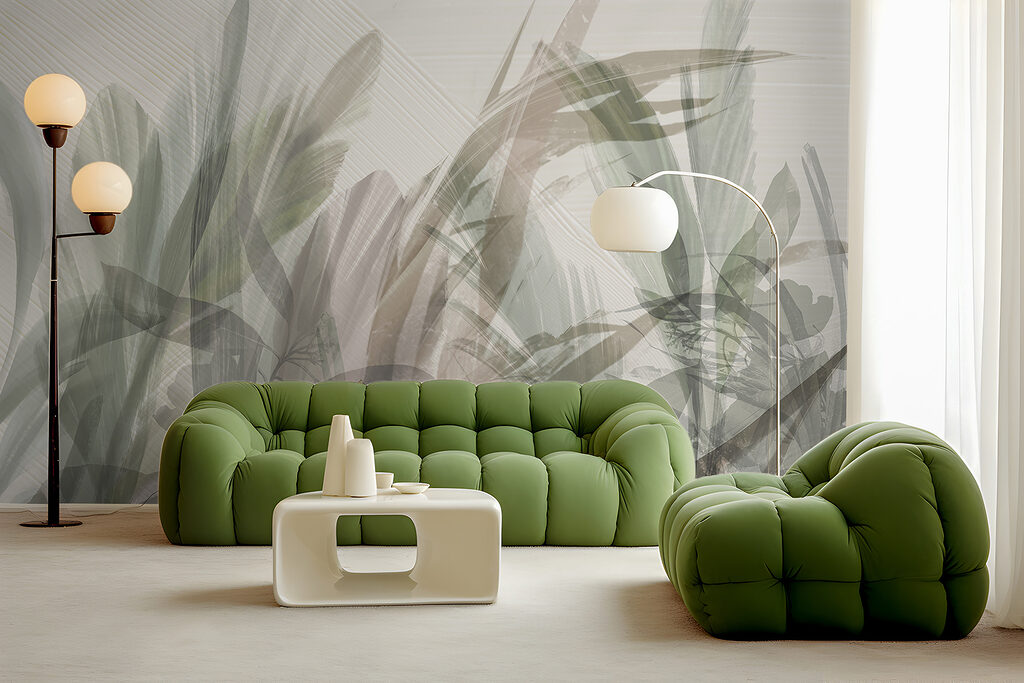 Forêt de feuilles translucides dans un intérieur