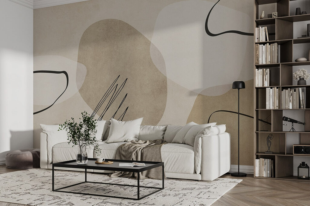 Formes et gribouillis noirs dans un intérieur