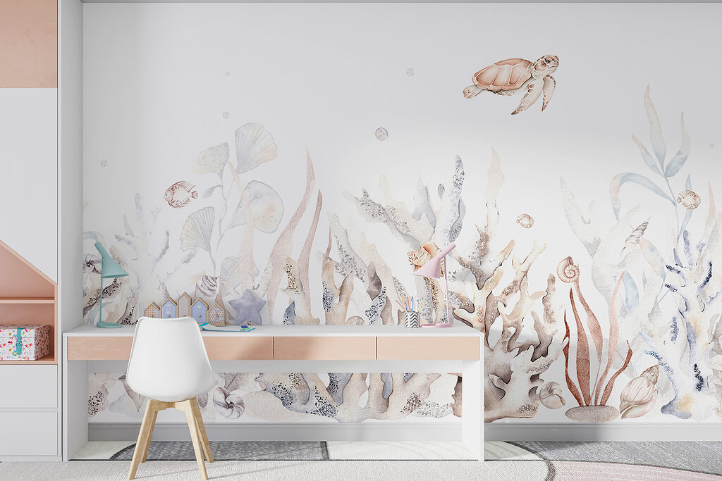 Tortue et jardins marins dans un intérieur
