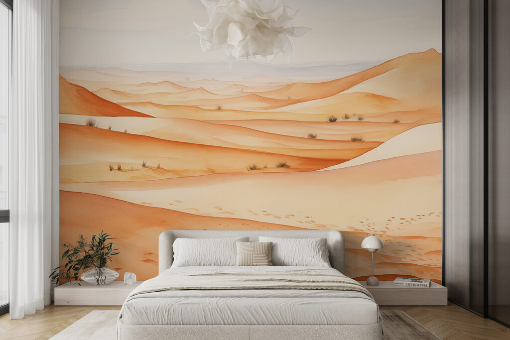 Dunes aux tons abricot dans un intérieur