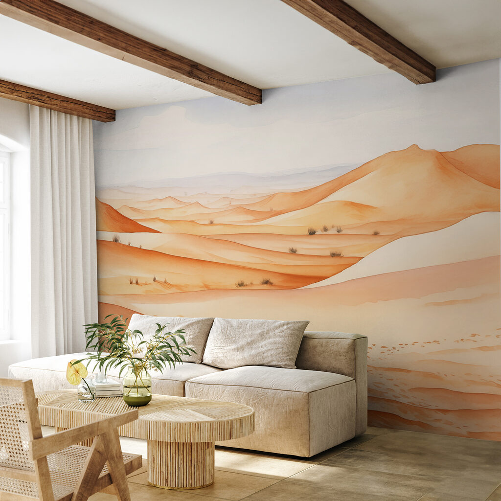 Dunes aux tons abricot dans un intérieur