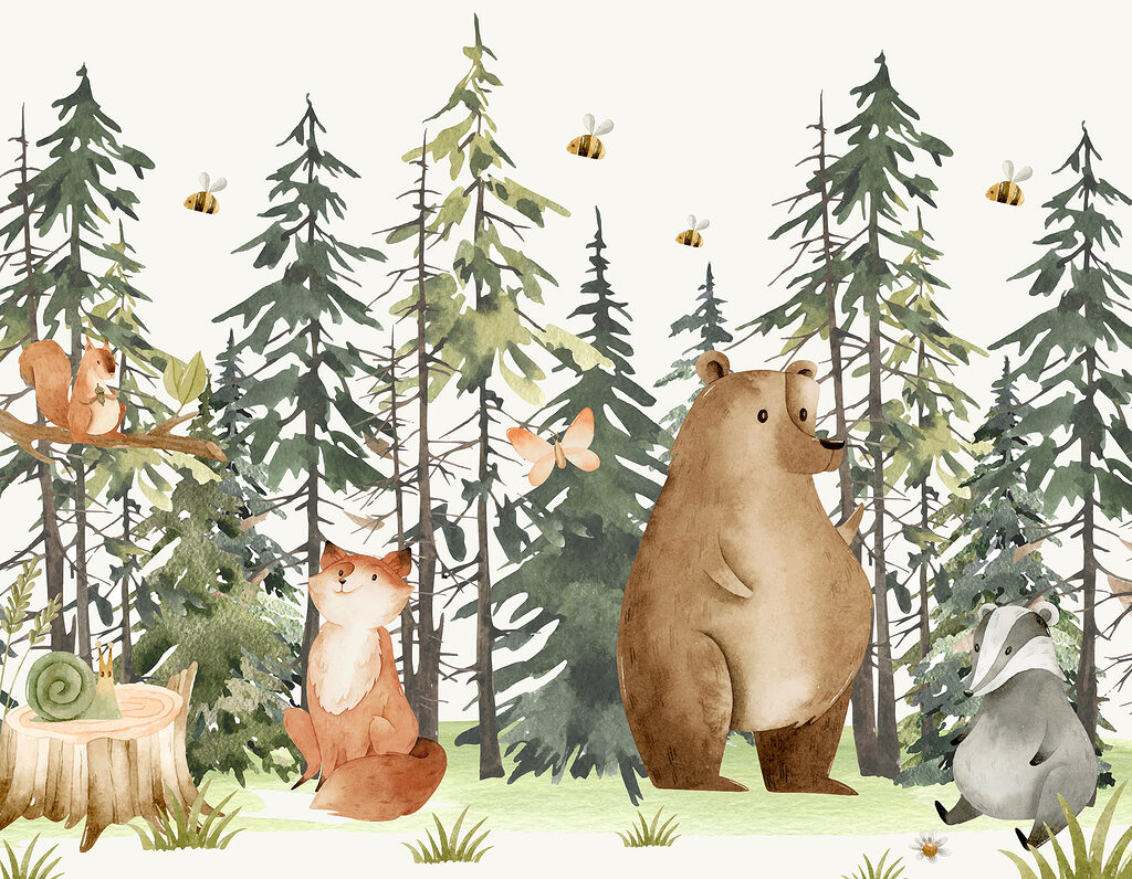 Ours parmi les sapins — motif complet