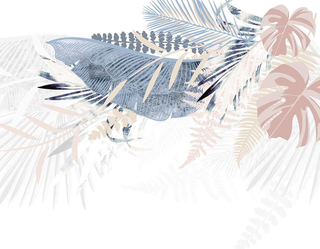 Feuilles tropicales retombantes — motif complet