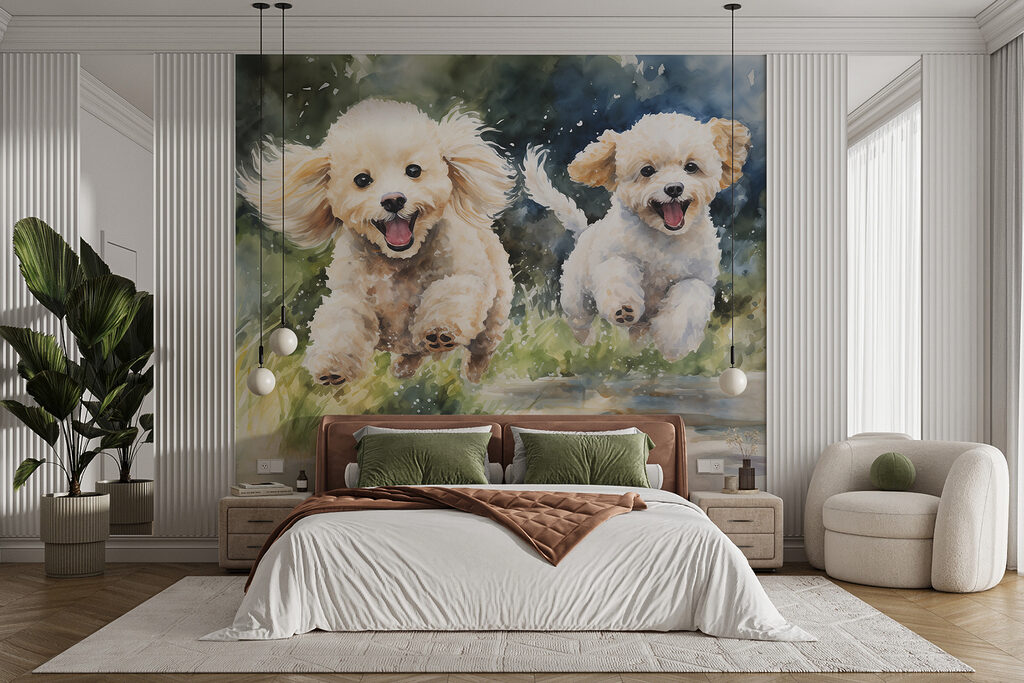 Deux chiens bondissants — intérieur 1