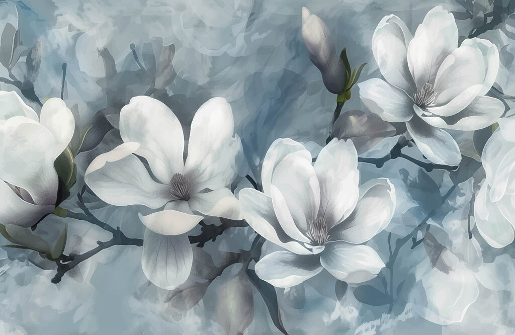 Fleurs en plusieurs plans — motif complet