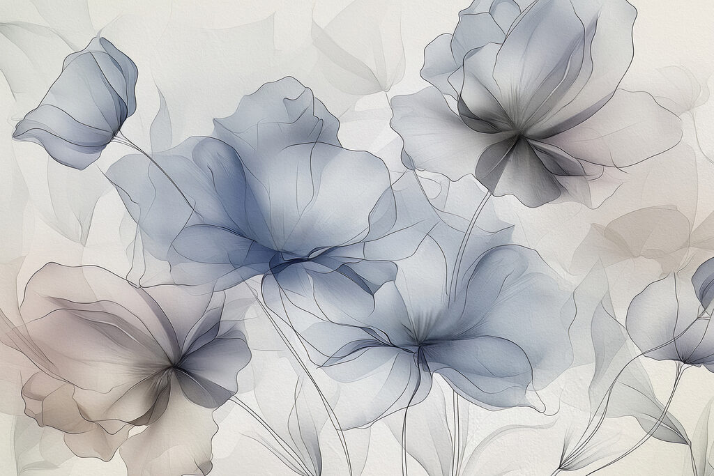 Fleurs aux contours sombres — motif complet