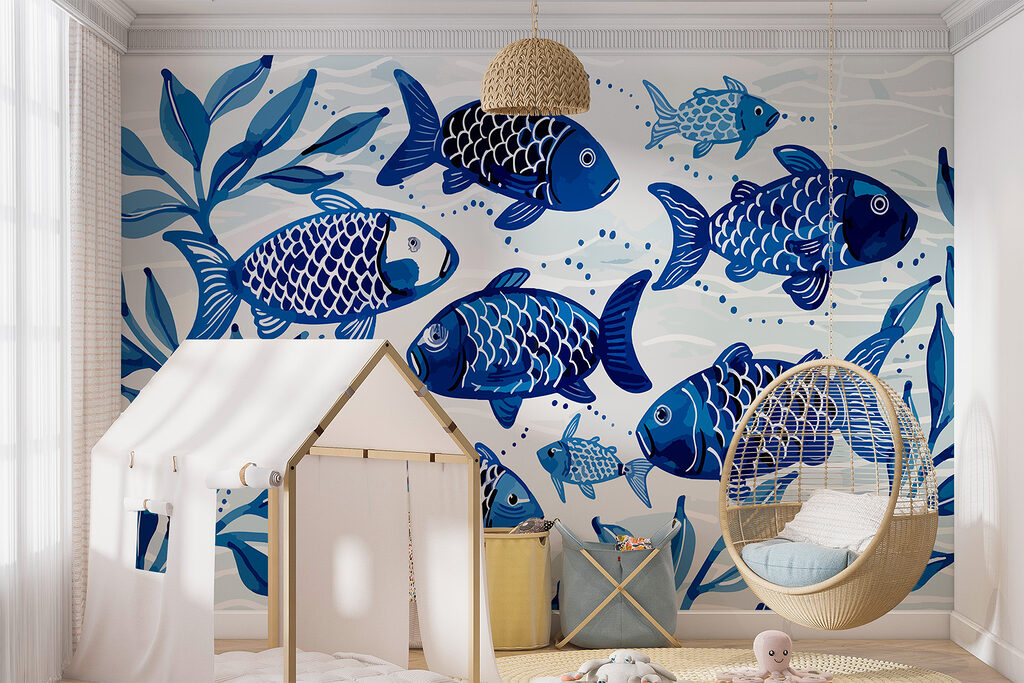 Banc de poissons bleus — intérieur 1