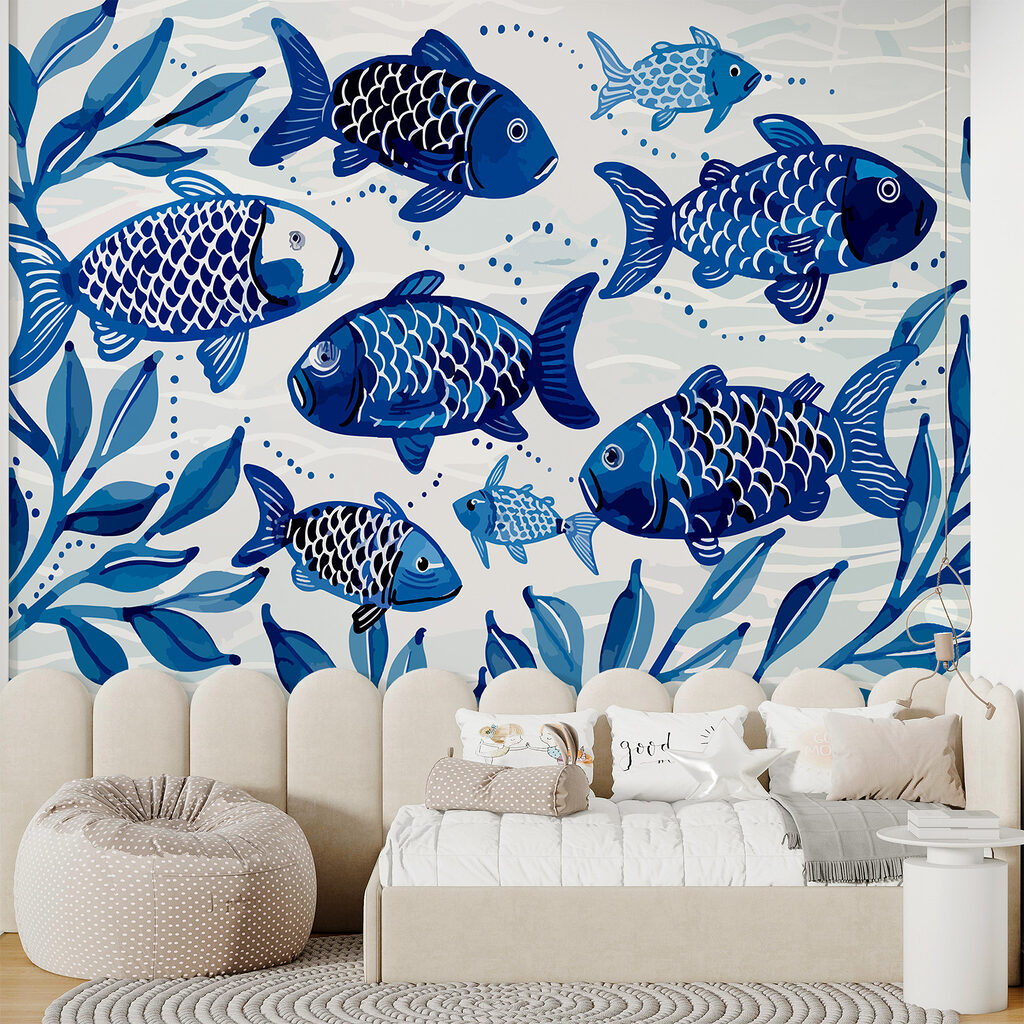 Banc de poissons bleus — intérieur 2