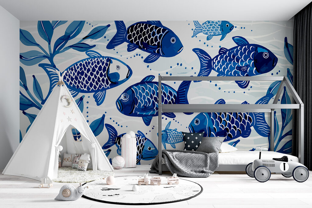 Banc de poissons bleus — intérieur 3