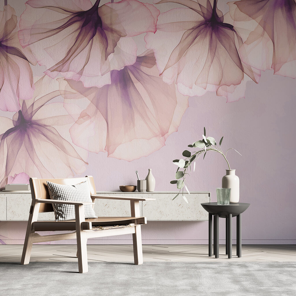Voiles de fleurs dans un intérieur