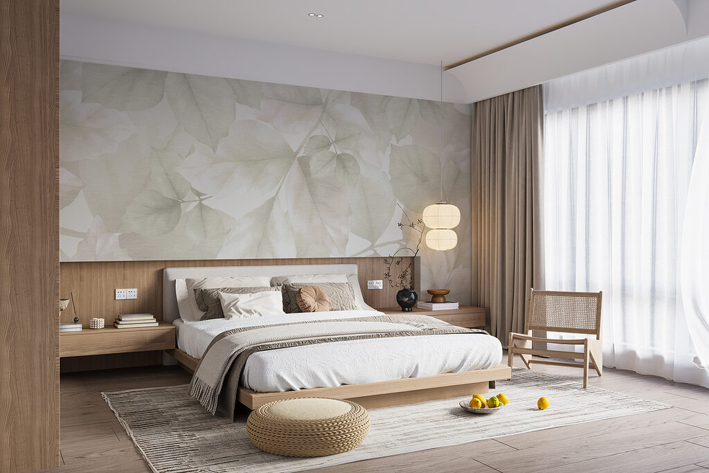 Feuilles en ombres translucides dans un intérieur