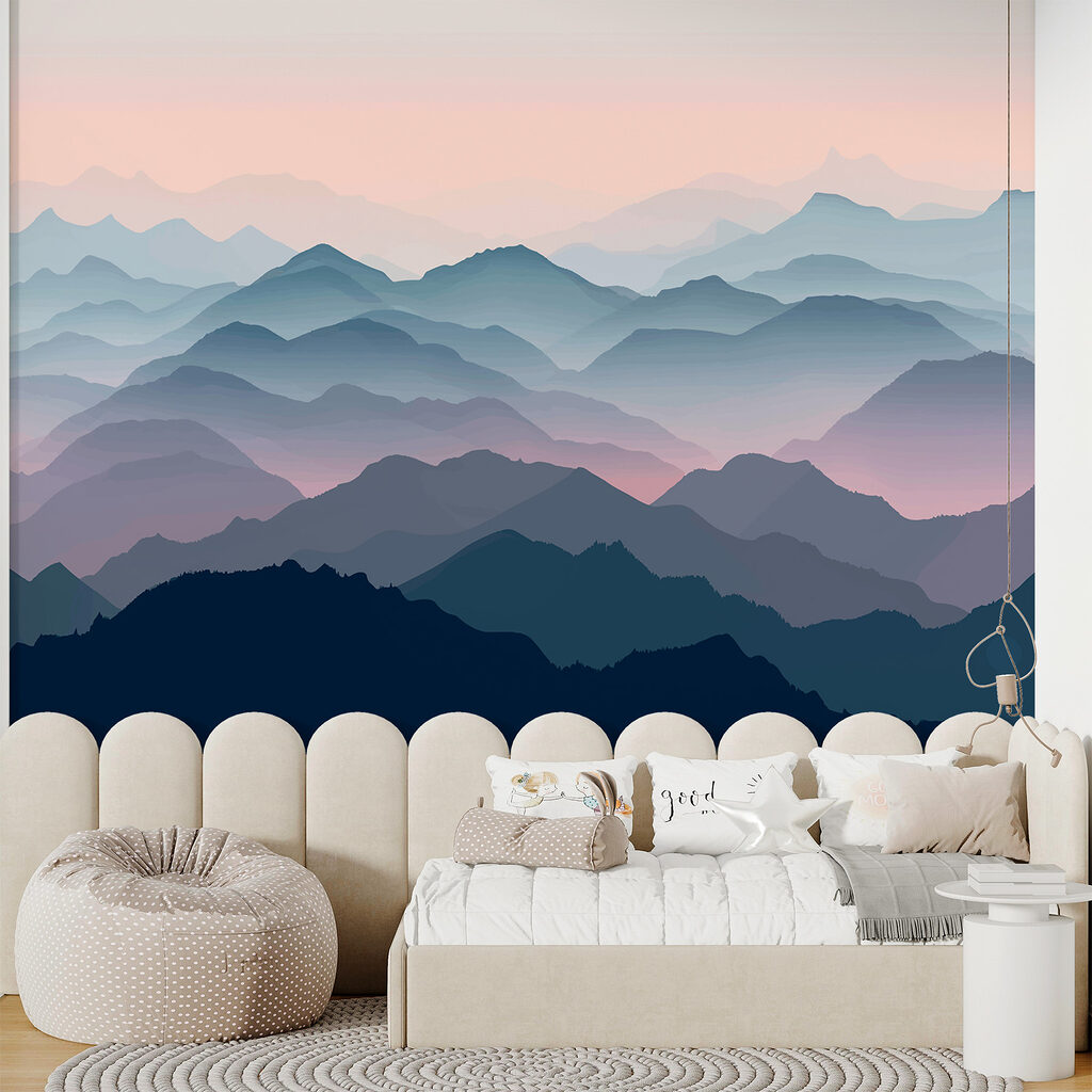 Montagnes au loin dans un intérieur