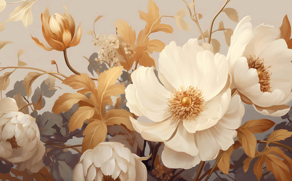 Fleurs aux tons chauds — motif complet