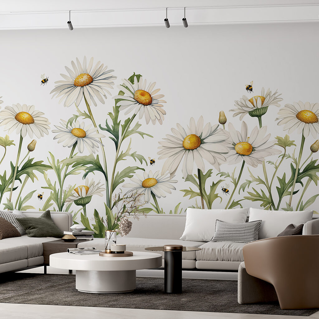 Champ de marguerites dans un intérieur