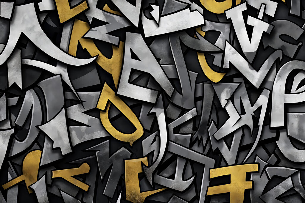 Lettres en couches sombres — motif complet