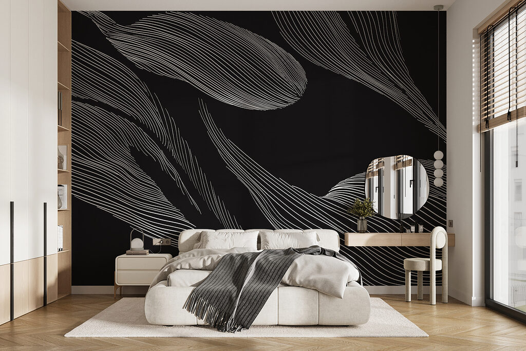 Feuilles en longues lignes dans un intérieur