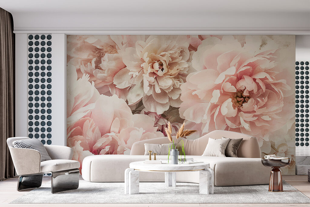 Fleurs rose poudré dans un intérieur