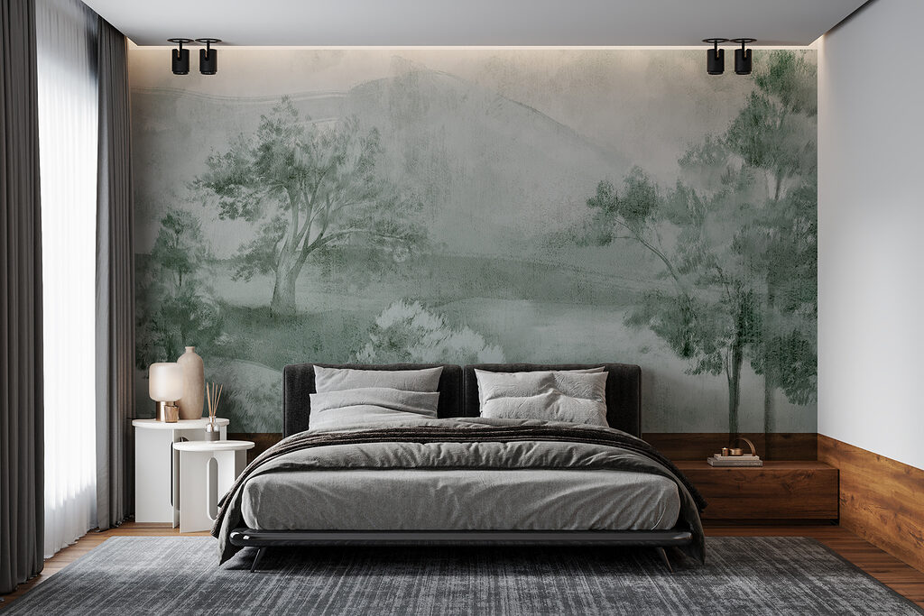 Arbres et collines brumeuses — intérieur 1