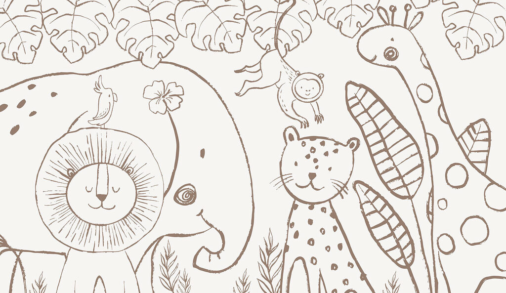 Jungle aux contours joyeux — motif complet