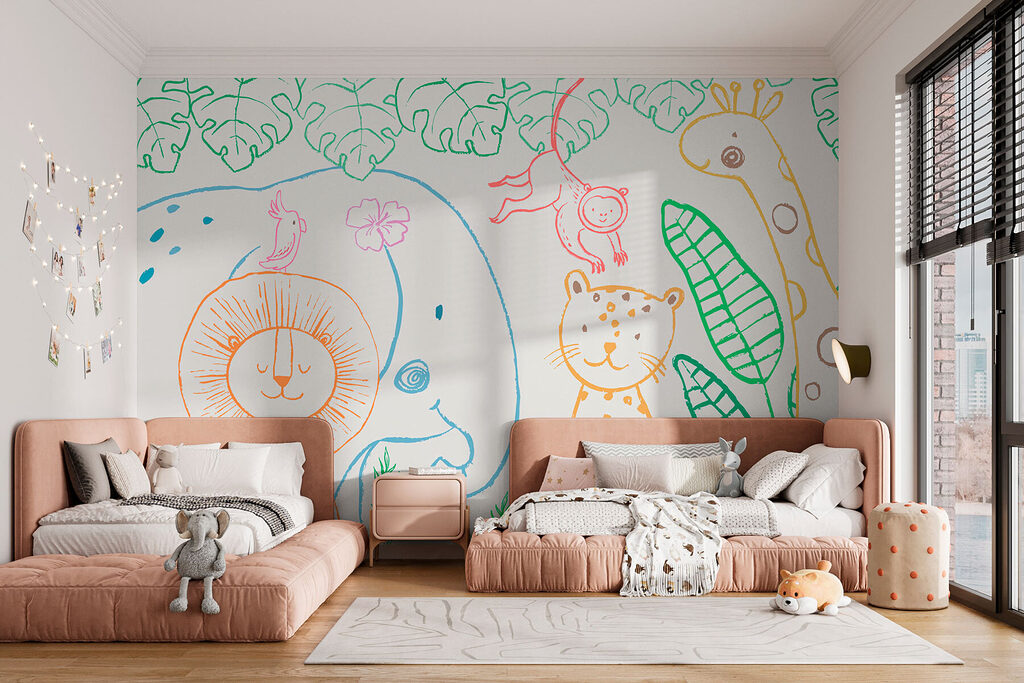 Jungle aux contours joyeux dans un intérieur