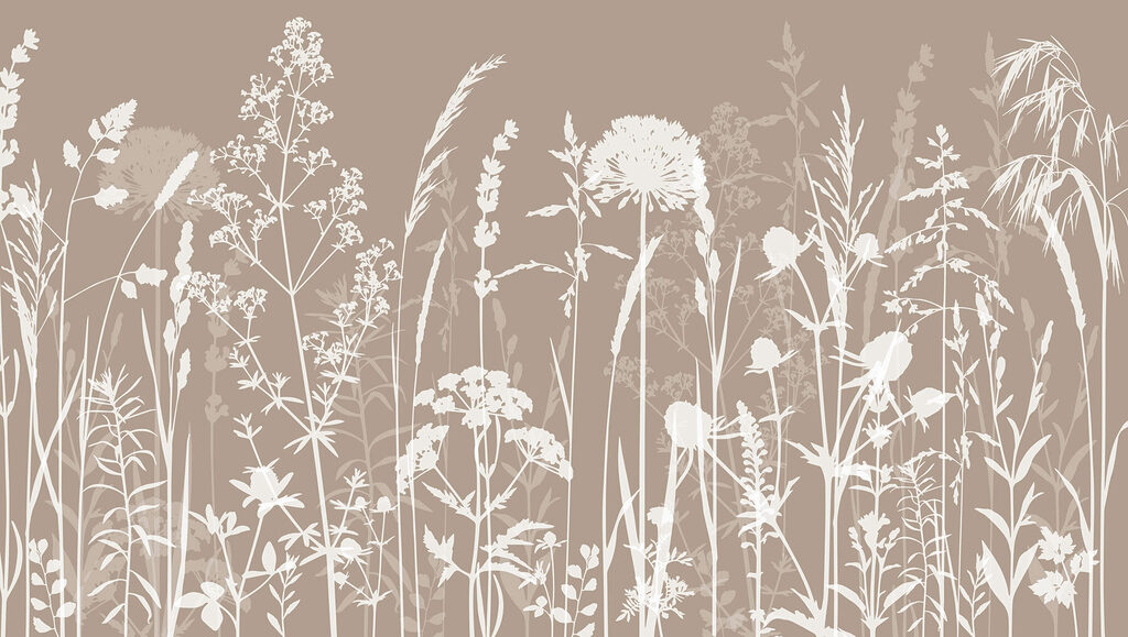 Prairie blanche finement dessinée — motif complet