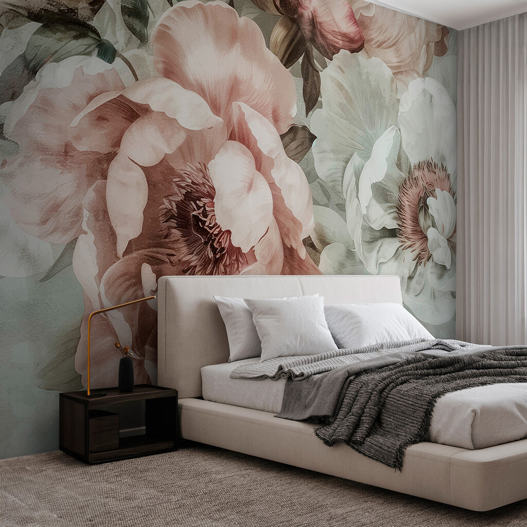 Fleurs vieux rose dans un intérieur