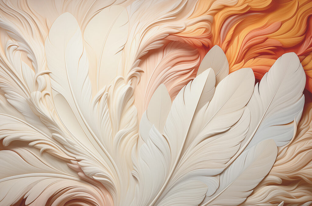Plumes et volutes — motif complet