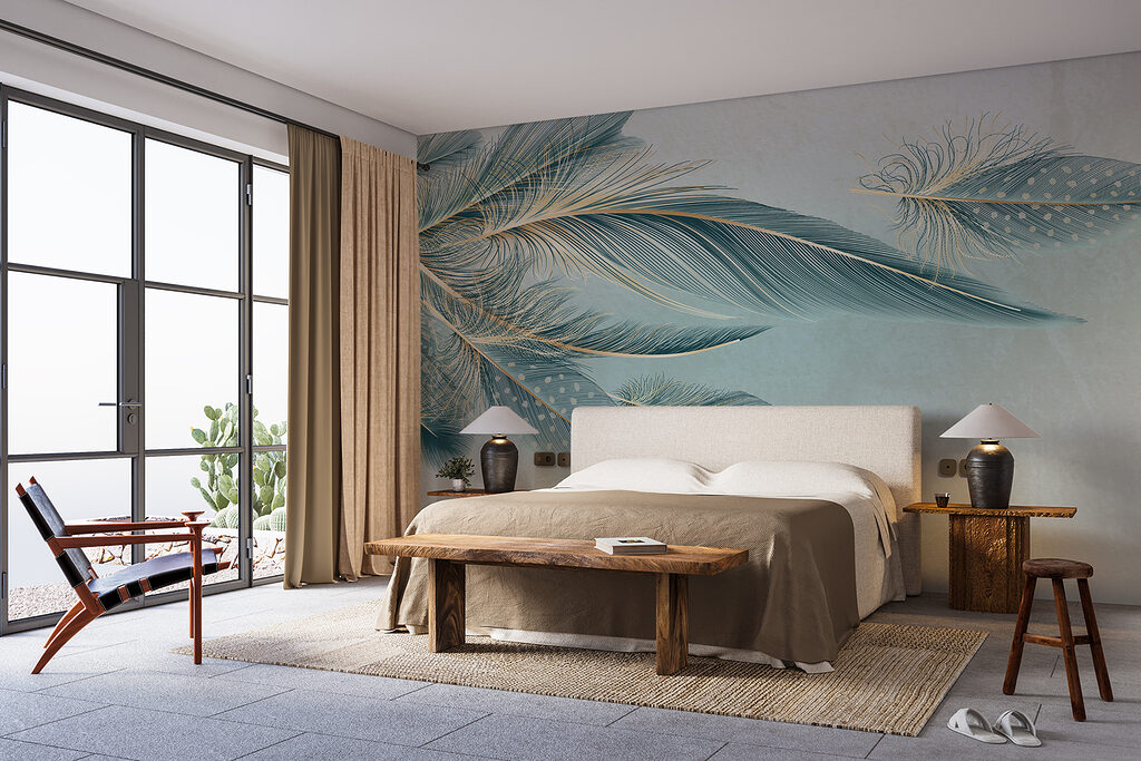 Plumes sur fond blanc — intérieur 1