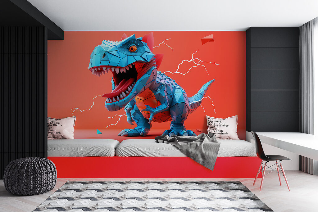 Dinosaure bleu et éclairs — intérieur 2