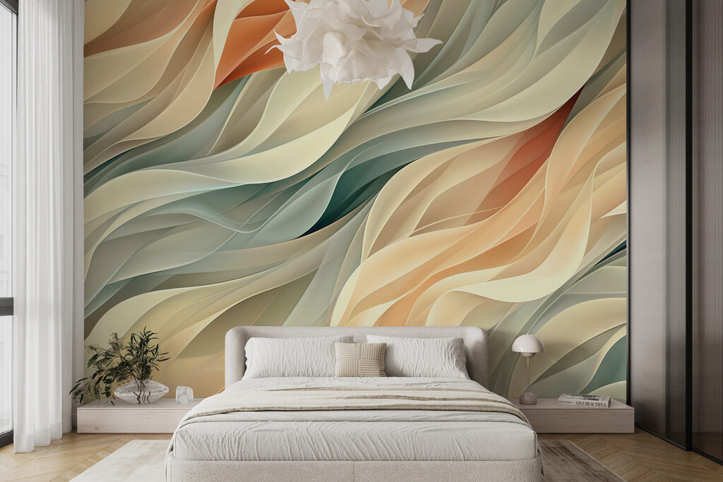 Vagues pastel en éventail dans un intérieur