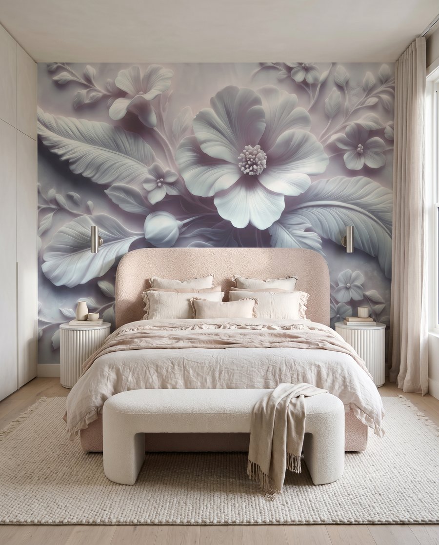 Fleurs et plumes blanches — intérieur 2